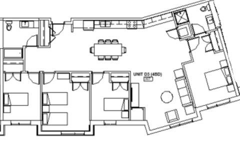 Floor plan for 4 beds, 2 baths, 1488 sqft